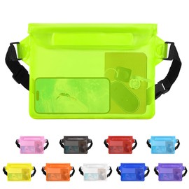 jealkip Waterproof Pouch with Adjustable Waist Strap, Waterproof Dry Bag, Keeps Cell Phones and Valuables Safe and Dry, Perfect for Kayaking, Beach, Camping and Swimming (Green)