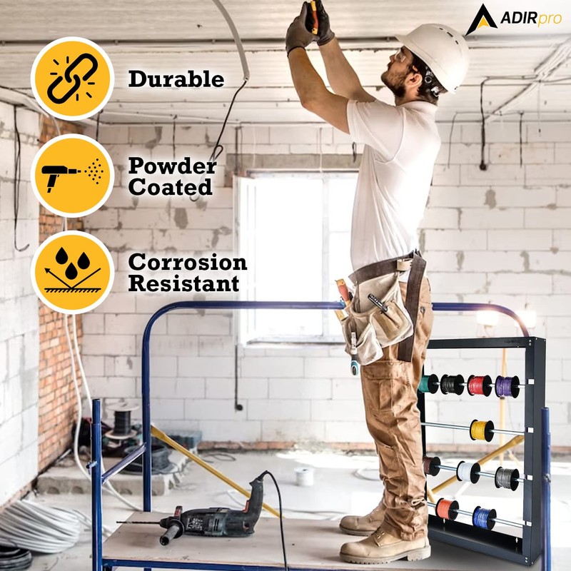 AdirPro Wire Spool Rack - Superior Strength Wire/Cable Dispenser -