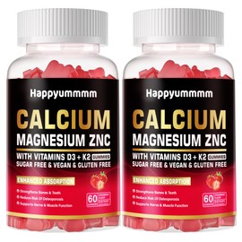 Calcium Magnesium Zinc Gummies with Vitamin D3 & K2 Strawberry-120