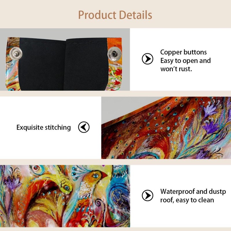 2 Pack Tissue Box Cover Holder, Graceful Peacock Rectangle Leather