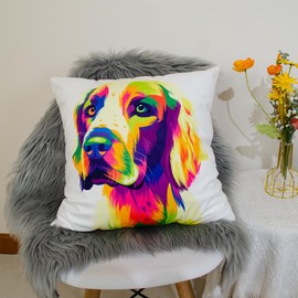 DILOXNSU Cushion Cover Golden Retriever Gifts Pillow Cover for Dog Lovers 45x45cm Home Decorate Rainbow Colored Dog Cushions for Livingroom Couch Sofa Decor Throw Pillow Case 18"x18"