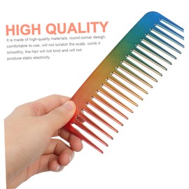 Healvian 1pc Wide Tooth Hair Styling Comb for All Hair Types Anti-static Detangling Tool for Wet Dry Use for Men Women and Boys and Girls Professional Hairdressing Accessory Gradient Color