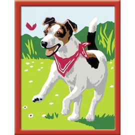 Hund mit Schmetterling. Malen nach Zahlen Serie E