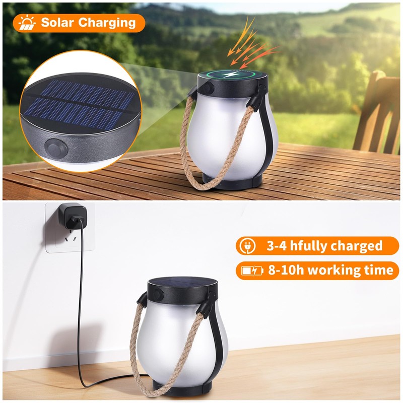 2 Pack Solar Flame Lantern Lights — Flickering Flame Hanging