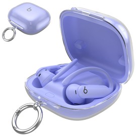 TPU Case for Beats Powerbeats Pro 2 with Keychain,Anti-Lost & Shockproof Protective Cover for Powerbeats Pro2 2025,Durability and Easy Access Headphone Accessories for Men/Women(Transparent Purple