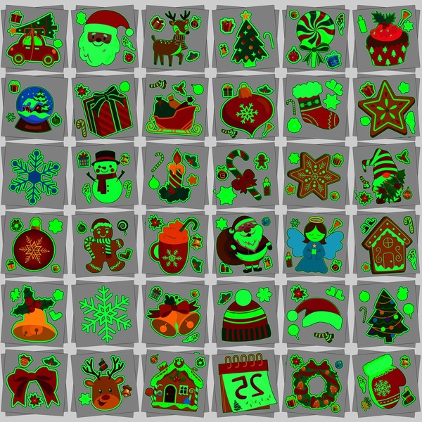 JUNEBRUSHS Christmas Glow in Dark Temporary Tattoos for Kids, 180