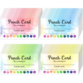 100 Pieces Watercolor Punch Cards Incentive Reward Card Student Awards Loyalty Cards for Business Kids Students Teachers Classroom Supplies