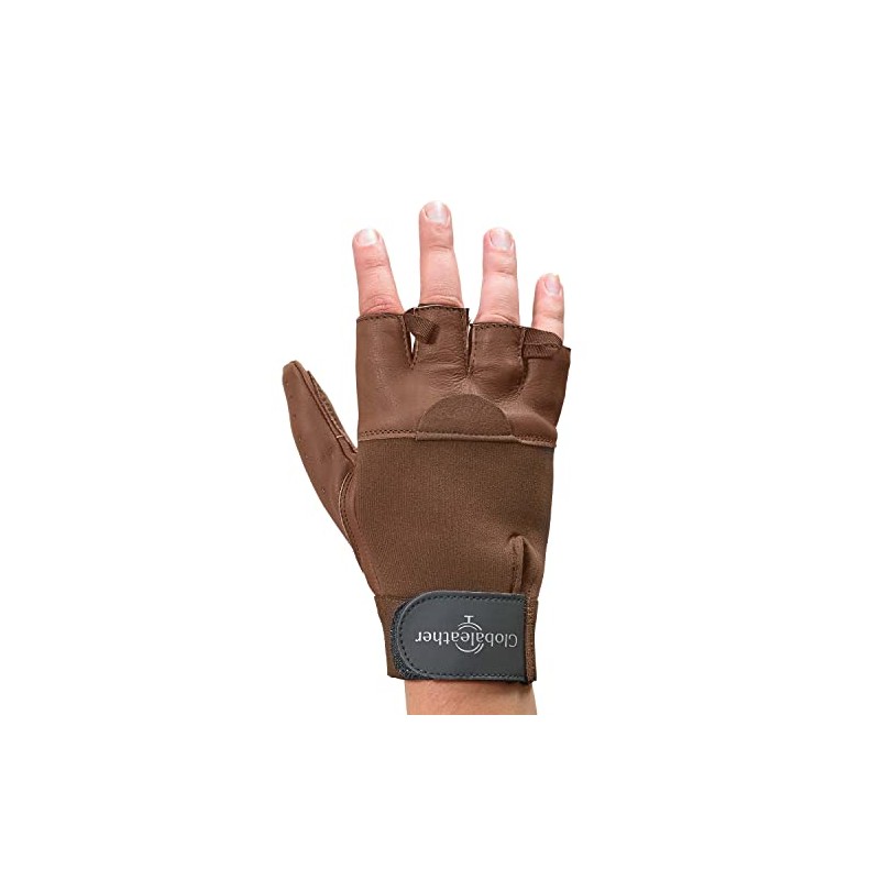 Globaleather Globaleather Classic Fingerless Wheelchair Gloves - Brown (Medium) -