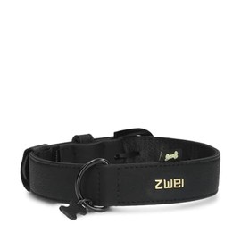 ZWEI Leo LE15 Dog Collar Made of High-Quality Faux Leather, Elegant Adjustable Collar for Medium and Large Dogs with Neck Circumference of 37-50 cm, Nubuck black, casual