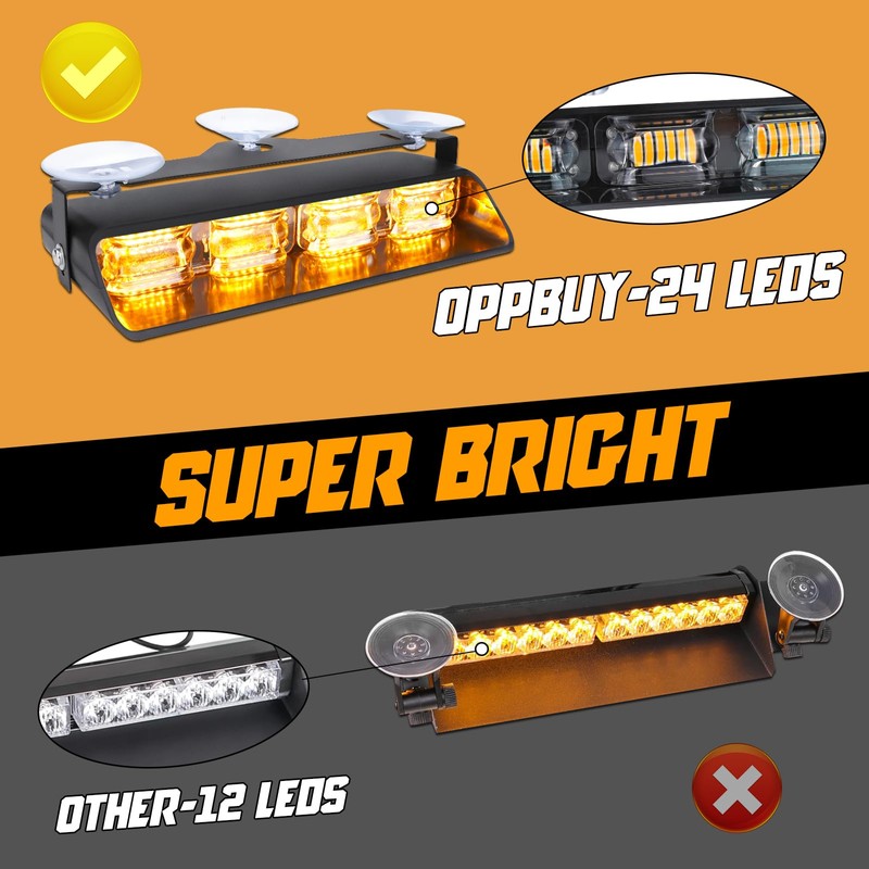 OPPBUY Strobe Light for Trucks,High Bright 48 LEDs Interior Dash