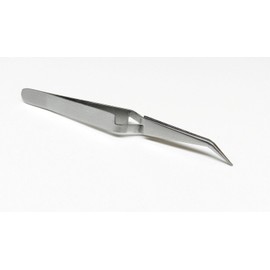 Tweezers Bent Tip Cross Locking 45 Degree Curve Cross Lock 4-1/2" Stainless By JTS