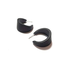 Black Matte Lucite Small Marilyn Hoop Earrings 1 Inch - MARS-BK-1