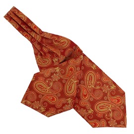 Clj Charles Le Jeune. Ascot scarf. Leonard, Microfibre. red and gold. Paisley., Red, One size