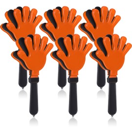 Syhood 6 Pcs Hand Clappers 7.5 Inch Noise Makers Party Favors Sports Clapper Plastic Clapper Sporting Events Cheers for Football Basketball Game Birthday Decorations Gift Supplies (Orange and Black)