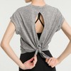 Women's Pilates Crossover Short-Sleeve Yoga Top with Beautiful Back Top Gray/M(55-66)