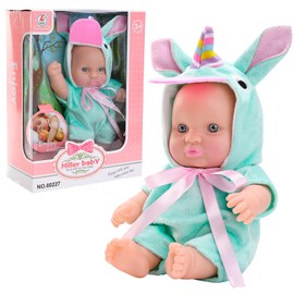 Barwa 8 Inch Baby Dolls with Cute Animal Clothes Miniature Reborn Doll Lifelike Vinyl Doll Washable PVC Material Tiny Movable Doll Mini Toy Doll for Toddlers (Unicorn)