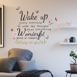 Condessacity English Wall Sticker, wake up, Inspirational English Letters, Wallpaper, Stylish, Removable Wallpaper, Boys, Girls, Bedroom, Wallpaper, Butterfly, Flower Wall Sticker, Diy Wall Sticker