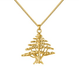 Cedar of Lebanon Necklace - Holy Land Olive Wood Christian Pendant Women Mens Religious Jewelry,Symbol of Strength & Faith Christian baptism gifts for women with Adjustable Chain-Gold