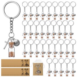 Sureio 20 Sets Mustard Seed Keychain Mustard Seed Faith Gifts Sets Include Keychain Card for Christian Religious Men Women(No Seeds)