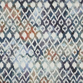 Kt KILOtela - Digitally Printed Half Panama Organic Cotton Canvas Fabric Standard 100 by Oeko-Tex, 100 cm Length x 280 cm Width, Kaily, Ethnic, Diamond - Blue - 1 Metre
