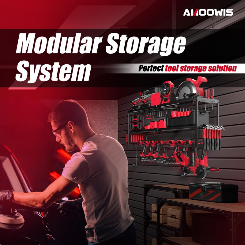 Modular Garage Power Tool Organizer with Charging Station, Fully Welded