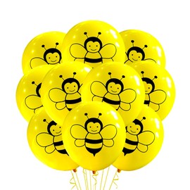 Bee Latex Balloons 12 Count, 1st Bee Day Balloons Birthday Party, Bee Baby Shower Classroom Decoration, Cute Bumblebee Balloons, 12 Inch Standard Size (Yellow Bee)