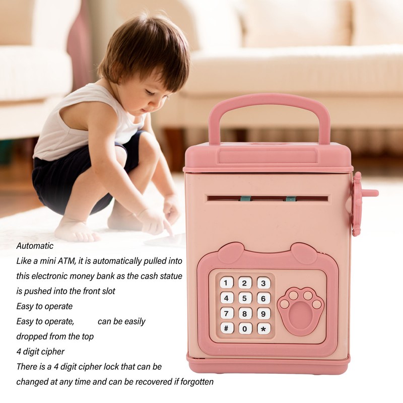 Automatic Money Scroll Bank Cartoon Multifunction 4 Digit Cipher Portable