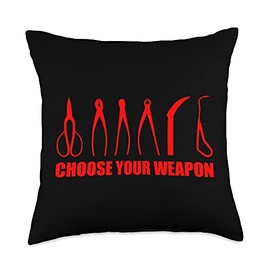 Funny Bonsai Design For Men Women Bonsai Tree Gardener Tool Throw Pillow