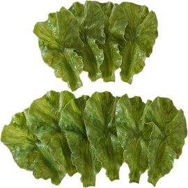 diyhub 10 Pcs Fake Lettuce Leaves Artificial Green Vegetables Plastic Realistic Salad for Holiday Home Kitchen Cabinet Decoration