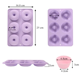 Molde para donas, 2 moldes de silicona para rosquillas, con 12 moldes de silicona para cupcakes, Moldes de silicona antiadherentes reutilizables de grado alimenticio para hornear, sin BPA (violeta)