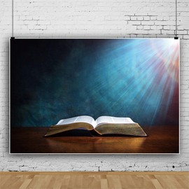 Leowefowa Light Beams Shine On The Opened Bible Book Backdrop 7x5ft Biblical Background for Photography Church Sanctuary Decor Christianity Wallpaper Christian Photo Booth Props
