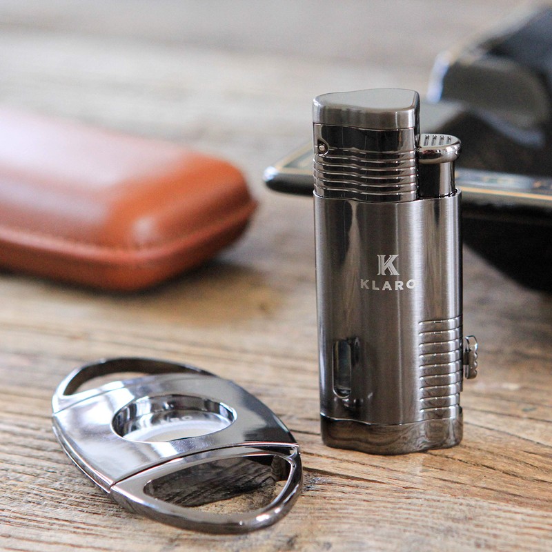 CASE ELEGANCE Klaro Cigar Accessory Kit Polished Gunmetal Finish Cutter