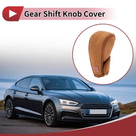 HEROFFIX 1 Pc Gear Shift Knob Cover Decoration Stick Shifting Handle Protector 12x4.5cm/4.72"x1.77" Brown Faux Leather