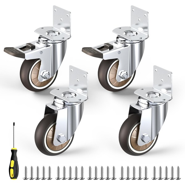 HOLKIE 3 Inch Caster Wheels Heavy Duty with Thickened L