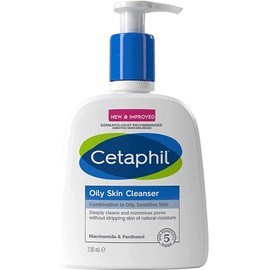 Cetaphil Oily Skin Cleanser, 236ml, Face Wash, For Combination to Oily Sensitive Skin, With Niacinamide