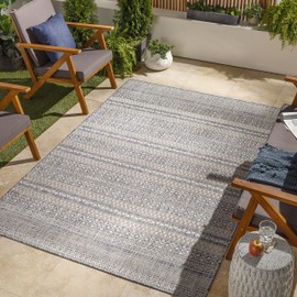 Livabliss Sawyer Global Bohemian Outdoor Area Rug,5'3" x 7', Navy