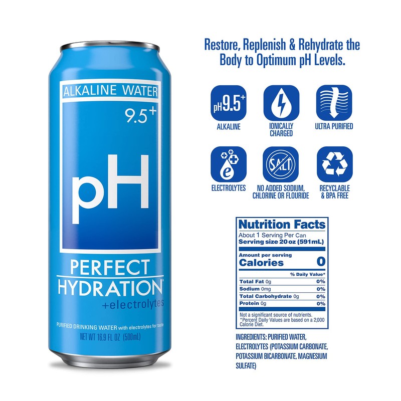 Perfect Hydration 9.5+ ph Alkaline Water, Electrolyte Minerals for Taste,
