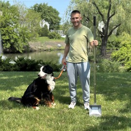 CKLT Heavy Duty Pooper Scooper 66in Tempered Spring Steel Scoop Long Stainless Steel Handle Dog Pooper Scooper for Large Dogs Outdoor Pet Waste Removal Shovel