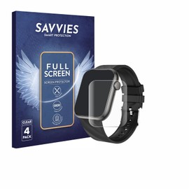 Savvies Pack of 4 Full Screen Protectors for Walkbee Smartwatch 1.96 Inch Full Cover Screen Protector Film [3D Curved, Transparent]