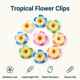 10 Pieces Multicolor Hawaiian Plumeria Flower Hair Clips Tropical Synthetic Hair Clips for Beach Party Wedding Summer Event Decorative Hair Pins Accessories (7cm)