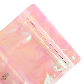 QQ Studio 50ps High Barrier Flat Bottom Standing Storage Bags, Reusable Heat Sealable Side Zipper Pouch for Roasted Coffee Beans (Clear Pink Iridescent, 1/8 lb)