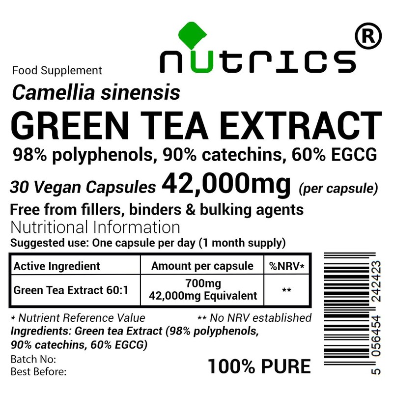 Nutrics® 42,000mg (per Capsule) Green Tea Extract 98% Polyphenols 90%