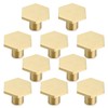 Wuudi 10Pcs Solid Brass Hexagon Knobs with Screw for Cupboard,