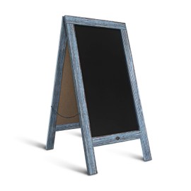 A Frame Chalkboard by HBCY Creations: 40x20 Solid Wood A-Frame Sign Denim Blue Double-Sided Magnetic Board, Chalkboard Menu Board, for Restaurants, Cafés, Weddings - Heavy Duty Hinges