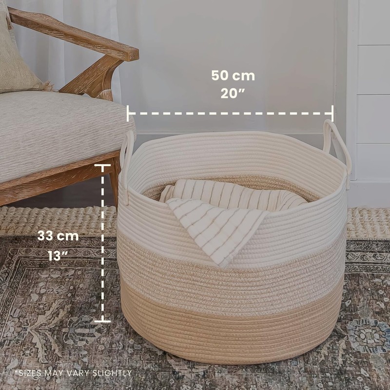 OrganiHaus Large Woven Storage Basket for Blankets and Toys 20"