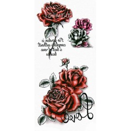 EROSPA® temporary tattoo sheet, roses flowers, waterproof, 9 x 19 cm