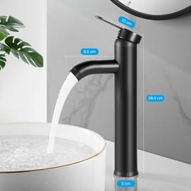 Monomando para Lavabo de Baño,VAGALBOX Grifo de Baño de un Solo Orificio, Grifos de Cocina Grifo, Llave para Lavabo de Baño Agua Caliente y Fría Grifo con 2 Manguera