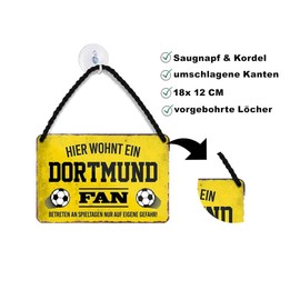 Blechschilder German writing, Hier wohnt ein Dortmund Fan / Offizieller Dortmund Fan / Ich Bin Dortmund Fan, Decorative Metal Sign, Gift for Birthday or Christmas
