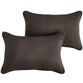 Sorra Home Sunbrella Solid Pillow Set, 12 in x 24 in, Canvas Java