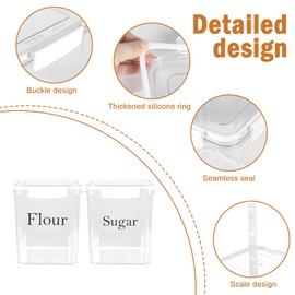 Yomjarl Set of 2 Large Food Storage Jars 4L - Airtight Containers with Lids, White with Free Spoon-Kitchen Canisters for Sugar,Flour,Coffee,Pantry Organization(6L&5L)